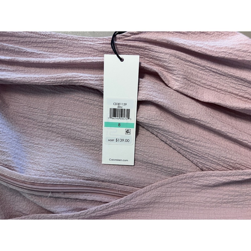 Calvin Klein Wide Leg Mock Wrap Jumpsuit Women sz 8 Blush Pink - Picture 7 of 9